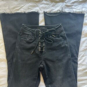 Flying Monkey Black Lace-Up Flare Jeans